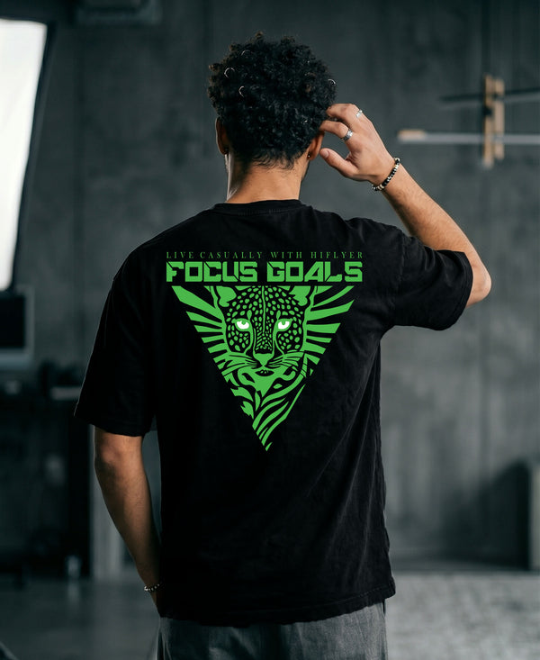 T.T. Men|Oversized Printed T-Shirt|Round Neck|Soft Breathable Cotton Fabric | Street , Casual & Outdoor Wear Tees|Big Print|Black