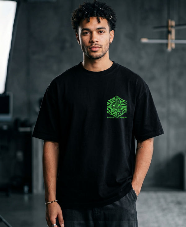 T.T. Men|Oversized Printed T-Shirt|Round Neck|Soft Breathable Cotton Fabric | Street , Casual & Outdoor Wear Tees|Big Print|Black