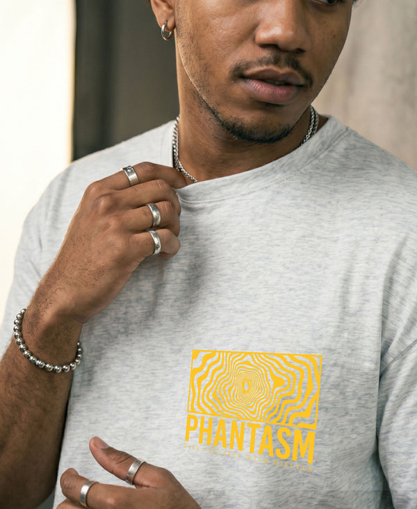 T.T. Men|Oversized Printed T-Shirt|Round Neck|Soft Breathable Cotton Fabric | Street , Casual & Outdoor Wear Tees|Big Print|Grey Melange
