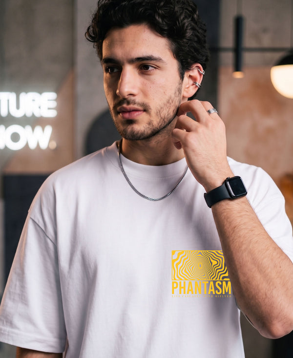 T.T. Men|Oversized Printed T-Shirt|Round Neck|Soft Breathable Cotton Fabric | Street , Casual & Outdoor Wear Tees|Big Print|White