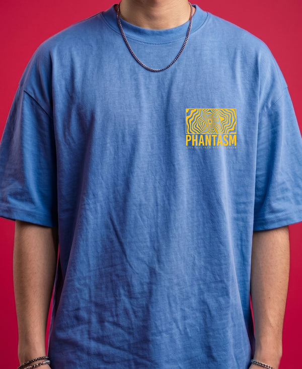 T.T. Men|Oversized Printed T-Shirt|Round Neck|Soft Breathable Cotton Fabric | Street , Casual & Outdoor Wear Tees|Big Print|Sky Blue