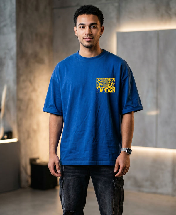 T.T. Men|Oversized Printed T-Shirt|Round Neck|Soft Breathable Cotton Fabric | Street , Casual & Outdoor Wear Tees|Big Print|Royal Blue