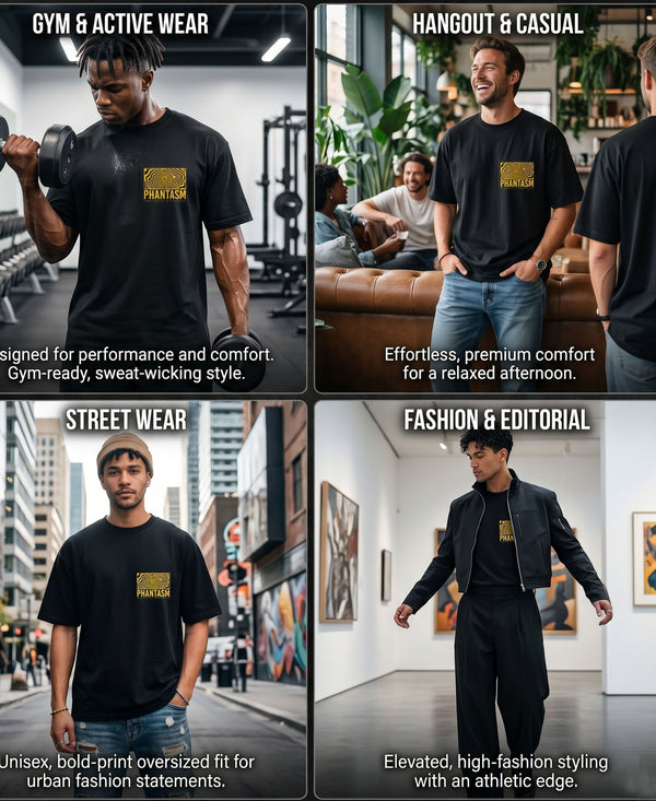 T.T. Men|Oversized Printed T-Shirt|Round Neck|Soft Breathable Cotton Fabric | Street , Casual & Outdoor Wear Tees|Big Print|Black