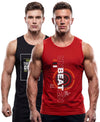 T.T. Men Cool Cotton Printed Regular Fit Round Neck Muscle Tees|Pack Of 2|Red,Black