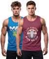 T.T. Men Cool Cotton Printed Regular Fit Round Neck Muscle Tees|Pack Of 2|Blue,Onion