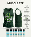 T.T. Men Cool Cotton Printed Regular Fit Round Neck Muscle Tees Forest Green