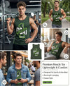 T.T. Men Cool Cotton Printed Regular Fit Round Neck Muscle Tees Forest Green