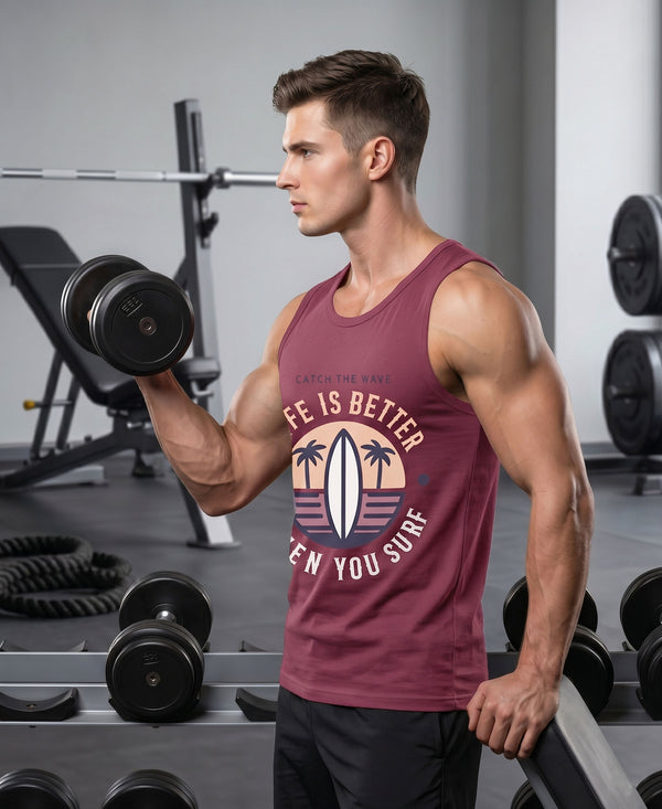 T.T. Men Cool Cotton Printed Regular Fit Round Neck Muscle Tees Onion