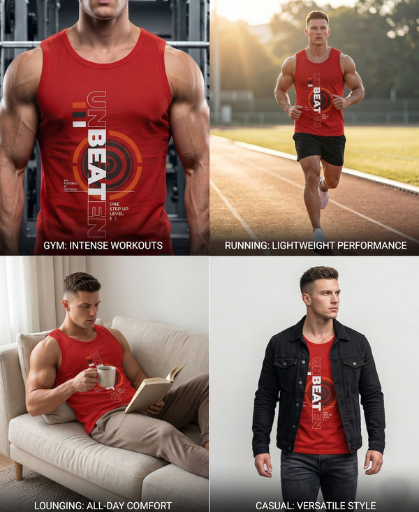 T.T. Men Cool Cotton Printed Regular Fit Round Neck Muscle Tees|Pack Of 3|Mustard,Red,Onion