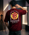 T.T. Men|Oversized Printed T-Shirt|Round Neck|Soft Breathable Cotton Fabric | Street , Casual & Outdoor Wear Tees|Snake Print|Maroon