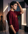 T.T. Men|Oversized Printed T-Shirt|Round Neck|Soft Breathable Cotton Fabric | Street , Casual & Outdoor Wear Tees|Snake Print|Maroon