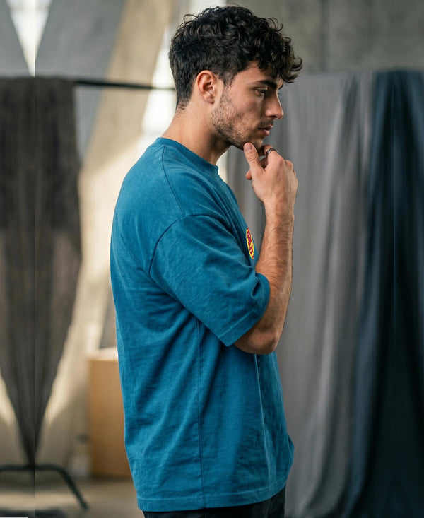 T.T. Men|Oversized Printed T-Shirt|Round Neck|Soft Breathable Cotton Fabric | Street , Casual & Outdoor Wear Tees|Snake Print|Teal Blue