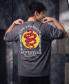T.T. Men|Oversized Printed T-Shirt|Round Neck|Soft Breathable Cotton Fabric | Street , Casual & Outdoor Wear Tees|Snake Print|Anthra Melange