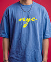 T.T. Men|Oversized Printed T-Shirt|Round Neck|Soft Breathable Cotton Fabric | Street , Casual & Outdoor Wear Tees|Nyc Print|Sky Blue