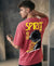 T.T. Men|Oversized Printed T-Shirt|Round Neck|Soft Breathable Cotton Fabric | Street , Casual & Outdoor Wear Tees|Nyc Print|Pink