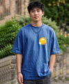 T.T. Men|Oversized Printed T-Shirt|Round Neck|Soft Breathable Cotton Fabric | Street , Casual & Outdoor Wear Tees|Happy Print|Sky Blue