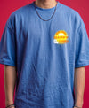 T.T. Men|Oversized Printed T-Shirt|Round Neck|Soft Breathable Cotton Fabric | Street , Casual & Outdoor Wear Tees|Happy Print|Sky Blue