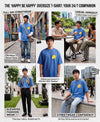T.T. Men|Oversized Printed T-Shirt|Round Neck|Soft Breathable Cotton Fabric | Street , Casual & Outdoor Wear Tees|Happy Print|Sky Blue