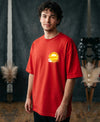 T.T. Men|Oversized Printed T-Shirt|Round Neck|Soft Breathable Cotton Fabric | Street , Casual & Outdoor Wear Tees|Happy Print|Red