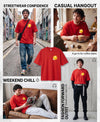 T.T. Men|Oversized Printed T-Shirt|Round Neck|Soft Breathable Cotton Fabric | Street , Casual & Outdoor Wear Tees|Happy Print|Red