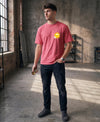T.T. Men|Oversized Printed T-Shirt|Round Neck|Soft Breathable Cotton Fabric | Street , Casual & Outdoor Wear Tees|Happy Print|Pink