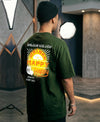 T.T. Men|Oversized Printed T-Shirt|Round Neck|Soft Breathable Cotton Fabric | Street , Casual & Outdoor Wear Tees|Happy Print|Green