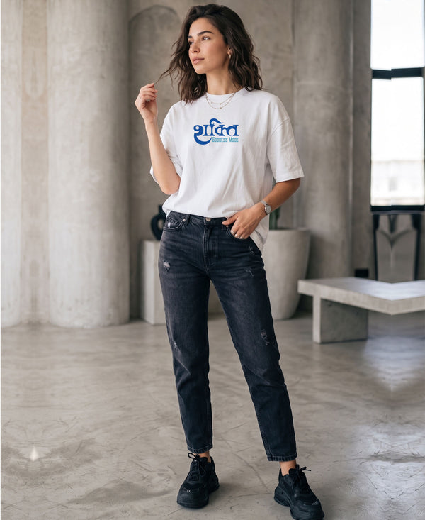 T.T. Women|Oversized Printed T-Shirt|Round Neck|Soft Breathable Cotton Fabric | Street , Casual & Outdoor Wear Tees|Goddess Print|White
