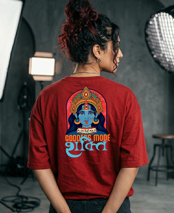 T.T. Women|Oversized Printed T-Shirt|Round Neck|Soft Breathable Cotton Fabric | Street , Casual & Outdoor Wear Tees|Goddess Print|Red
