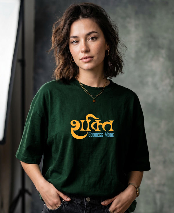 T.T. Women|Oversized Printed T-Shirt|Round Neck|Soft Breathable Cotton Fabric | Street , Casual & Outdoor Wear Tees|Goddess Print|Green