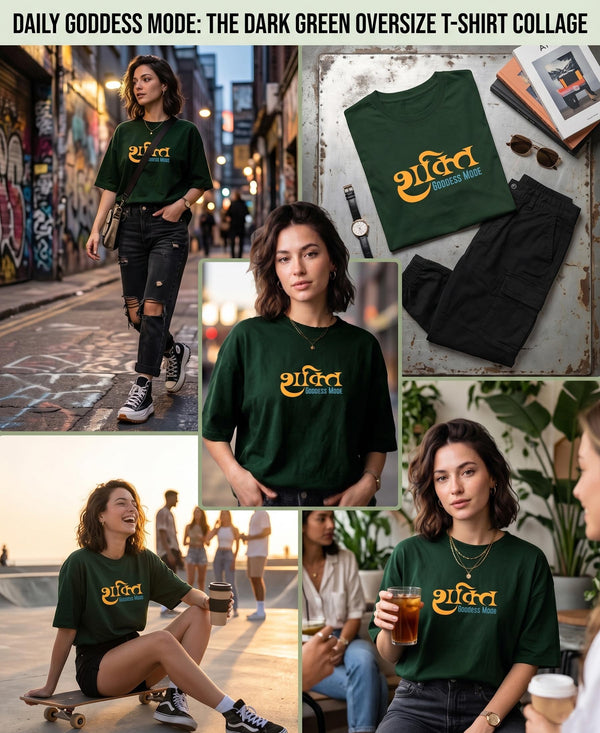 T.T. Women|Oversized Printed T-Shirt|Round Neck|Soft Breathable Cotton Fabric | Street , Casual & Outdoor Wear Tees|Goddess Print|Green
