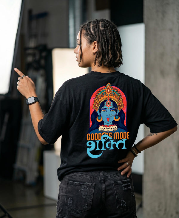 T.T. Women|Oversized Printed T-Shirt|Round Neck|Soft Breathable Cotton Fabric | Street , Casual & Outdoor Wear Tees|Goddess Print|Black