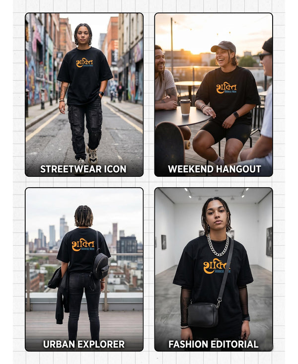 T.T. Women|Oversized Printed T-Shirt|Round Neck|Soft Breathable Cotton Fabric | Street , Casual & Outdoor Wear Tees|Goddess Print|Black
