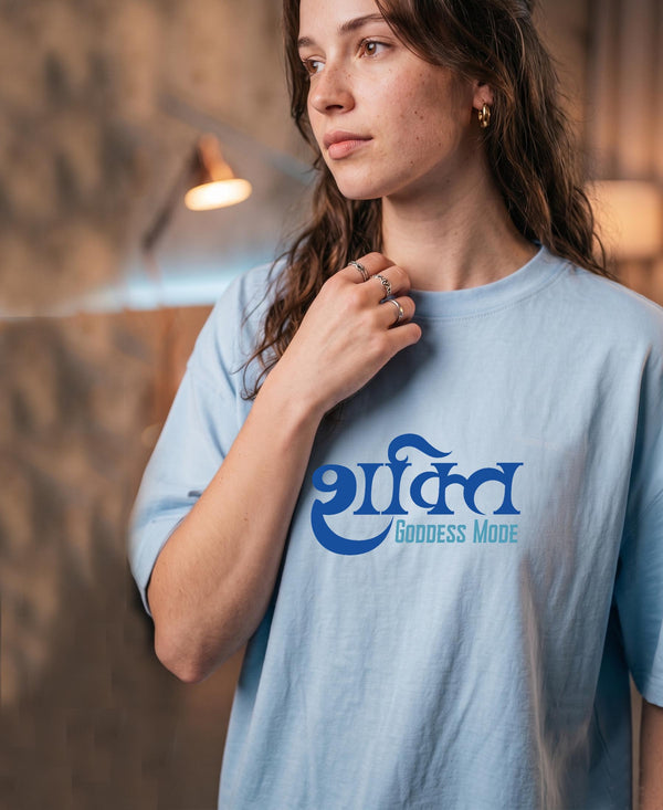 T.T. Women|Oversized Printed T-Shirt|Round Neck|Soft Breathable Cotton Fabric | Street , Casual & Outdoor Wear Tees|Goddess Print|Baby Blue