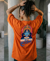 T.T. Women|Oversized Printed T-Shirt|Round Neck|Soft Breathable Cotton Fabric | Street , Casual & Outdoor Wear Tees|Goddess Print|Orange
