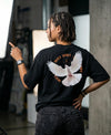 T.T. Women|Oversized Printed T-Shirt|Round Neck|Soft Breathable Cotton Fabric | Street , Casual & Outdoor Wear Tees|Peace Print|Black