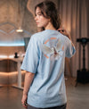T.T. Women|Oversized Printed T-Shirt|Round Neck|Soft Breathable Cotton Fabric | Street , Casual & Outdoor Wear Tees|Peace Print|Baby Blue