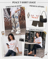 T.T. Women|Oversized Printed T-Shirt|Round Neck|Soft Breathable Cotton Fabric | Street , Casual & Outdoor Wear Tees|Peace Print|White