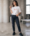 T.T. Women|Oversized Printed T-Shirt|Round Neck|Soft Breathable Cotton Fabric | Street , Casual & Outdoor Wear Tees|Peace Print|White