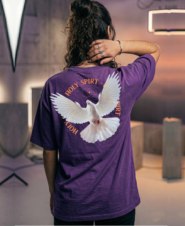 T.T. Women|Oversized Printed T-Shirt|Round Neck|Soft Breathable Cotton Fabric | Street , Casual & Outdoor Wear Tees|Peace Print|Purple