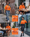 T.T. Women|Oversized Printed T-Shirt|Round Neck|Soft Breathable Cotton Fabric | Street , Casual & Outdoor Wear Tees|Peace Print|Orange
