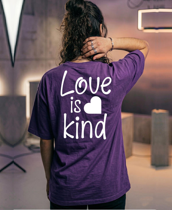 T.T. Women|Oversized Printed T-Shirt|Round Neck|Soft Breathable Cotton Fabric | Street , Casual & Outdoor Wear Tees|Love Print|Purple