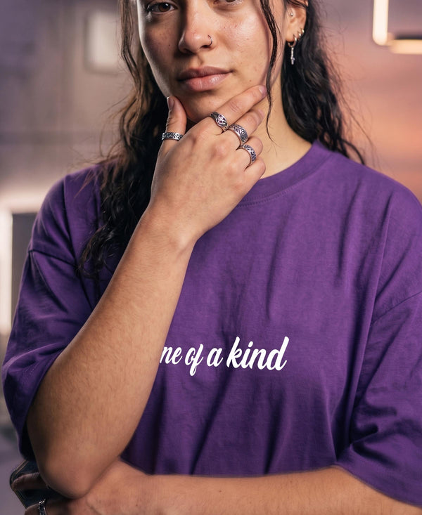 T.T. Women|Oversized Printed T-Shirt|Round Neck|Soft Breathable Cotton Fabric | Street , Casual & Outdoor Wear Tees|Love Print|Purple
