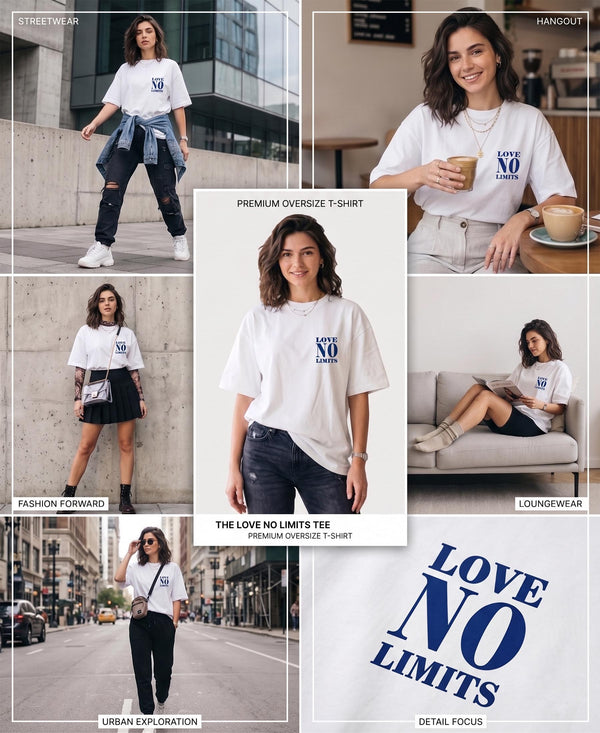 T.T. Women|Oversized Printed T-Shirt|Round Neck|Soft Breathable Cotton Fabric | Street , Casual & Outdoor Wear Tees|No Limit Print|White