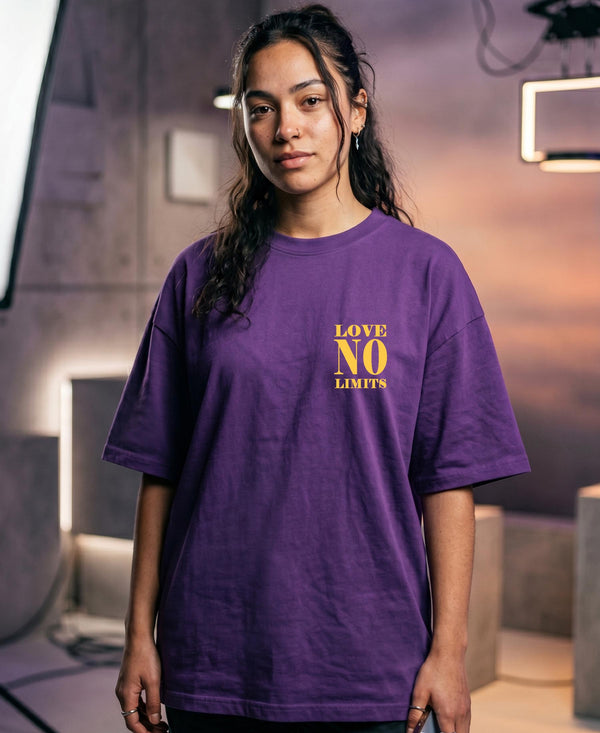 T.T. Women|Oversized Printed T-Shirt|Round Neck|Soft Breathable Cotton Fabric | Street , Casual & Outdoor Wear Tees|No Limit Print|Purple