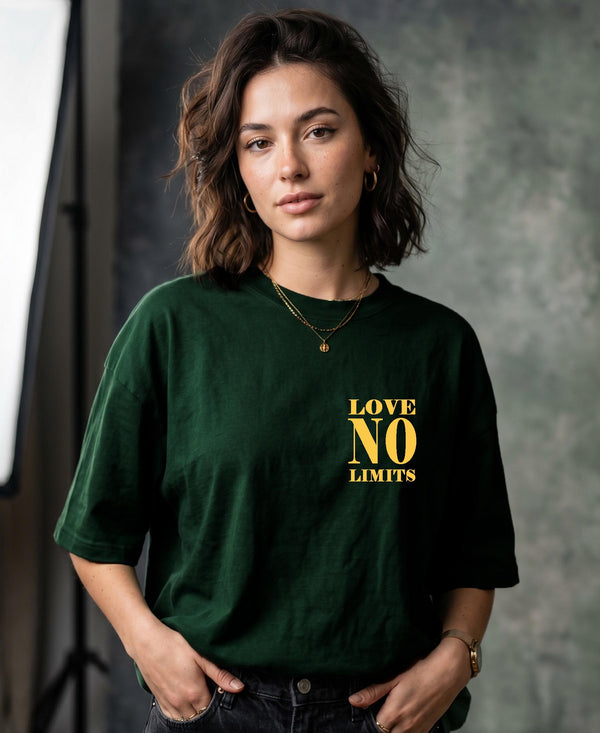 T.T. Women|Oversized Printed T-Shirt|Round Neck|Soft Breathable Cotton Fabric | Street , Casual & Outdoor Wear Tees|No Limit Print|Green