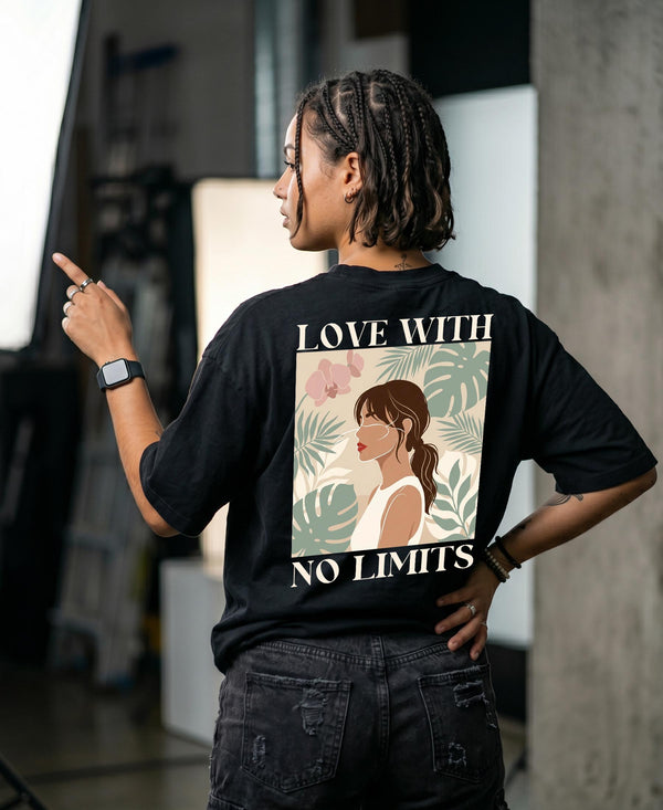 T.T. Women|Oversized Printed T-Shirt|Round Neck|Soft Breathable Cotton Fabric | Street , Casual & Outdoor Wear Tees|No Limit Print|Black