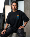 T.T. Women|Oversized Printed T-Shirt|Round Neck|Soft Breathable Cotton Fabric | Street , Casual & Outdoor Wear Tees|Sea & Sun Print|Black