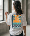T.T. Women|Oversized Printed T-Shirt|Round Neck|Soft Breathable Cotton Fabric | Street , Casual & Outdoor Wear Tees|Sea & Sun Print|White