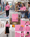 T.T. Women|Oversized Printed T-Shirt|Round Neck|Soft Breathable Cotton Fabric | Street , Casual & Outdoor Wear Tees|Sea & Sun Print|Pink