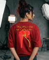 T.T. Women|Oversized Printed T-Shirt|Round Neck|Soft Breathable Cotton Fabric | Street , Casual & Outdoor Wear Tees|Flower Print|Red